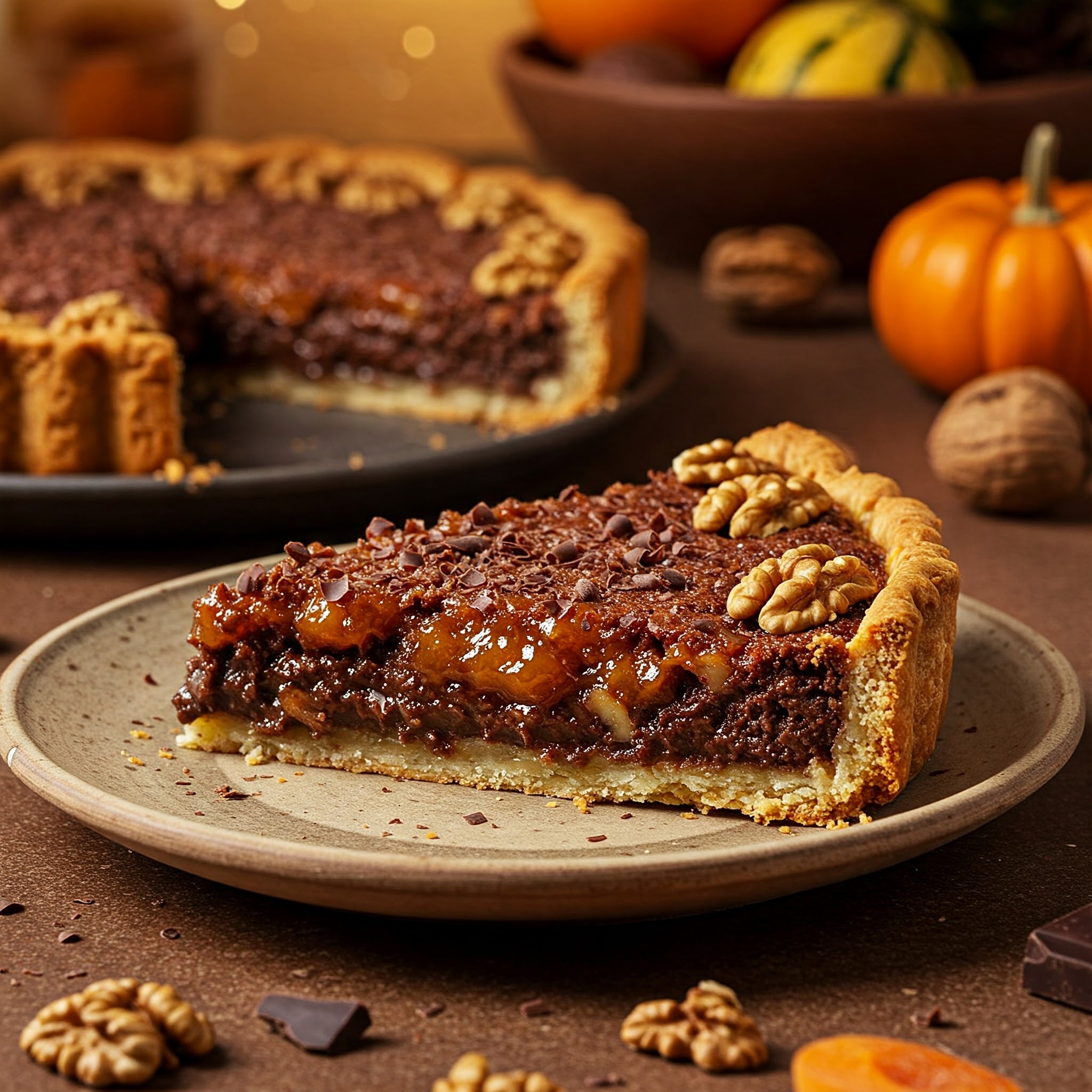 Plăcintă cu nuci și ciocolată