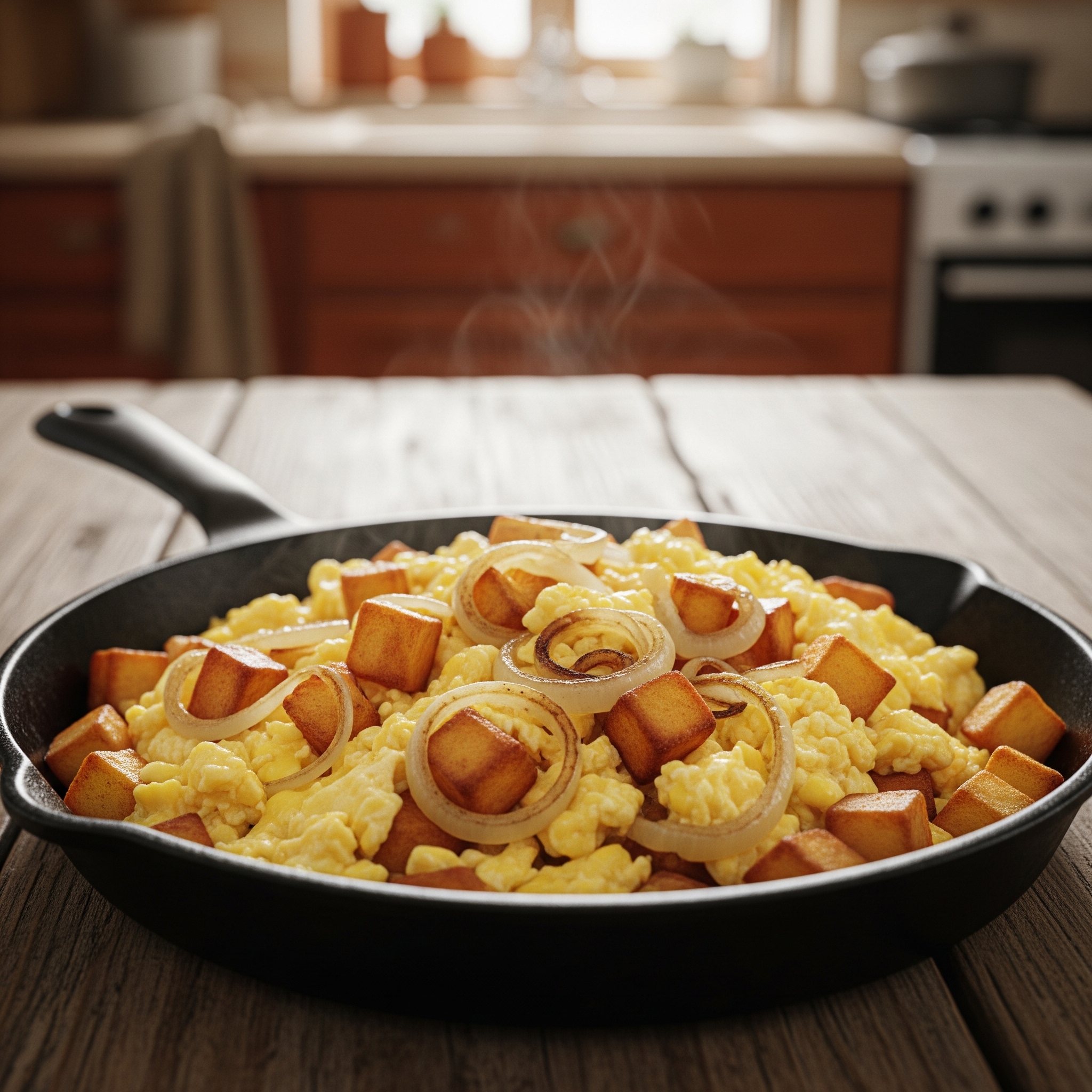 Omletă burlăcească cu cartofi și slănină afumată