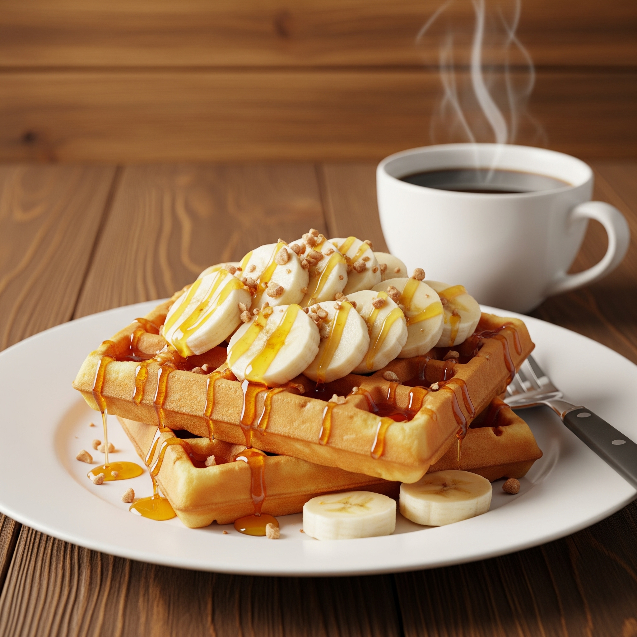 Vafe belgiene cu banane și miere – desert aromat