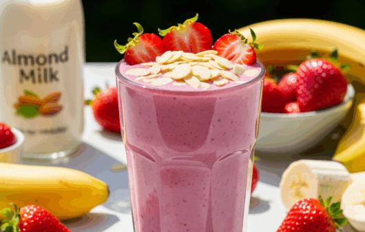 Smoothie de căpșuni cu banane și lapte de migdale