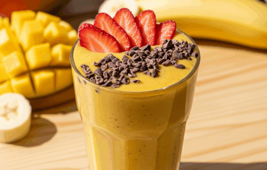 Smoothie tropical cu mango, ananas și banane