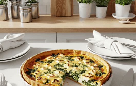 Quiche cu spanac și brânză în formă de tartă