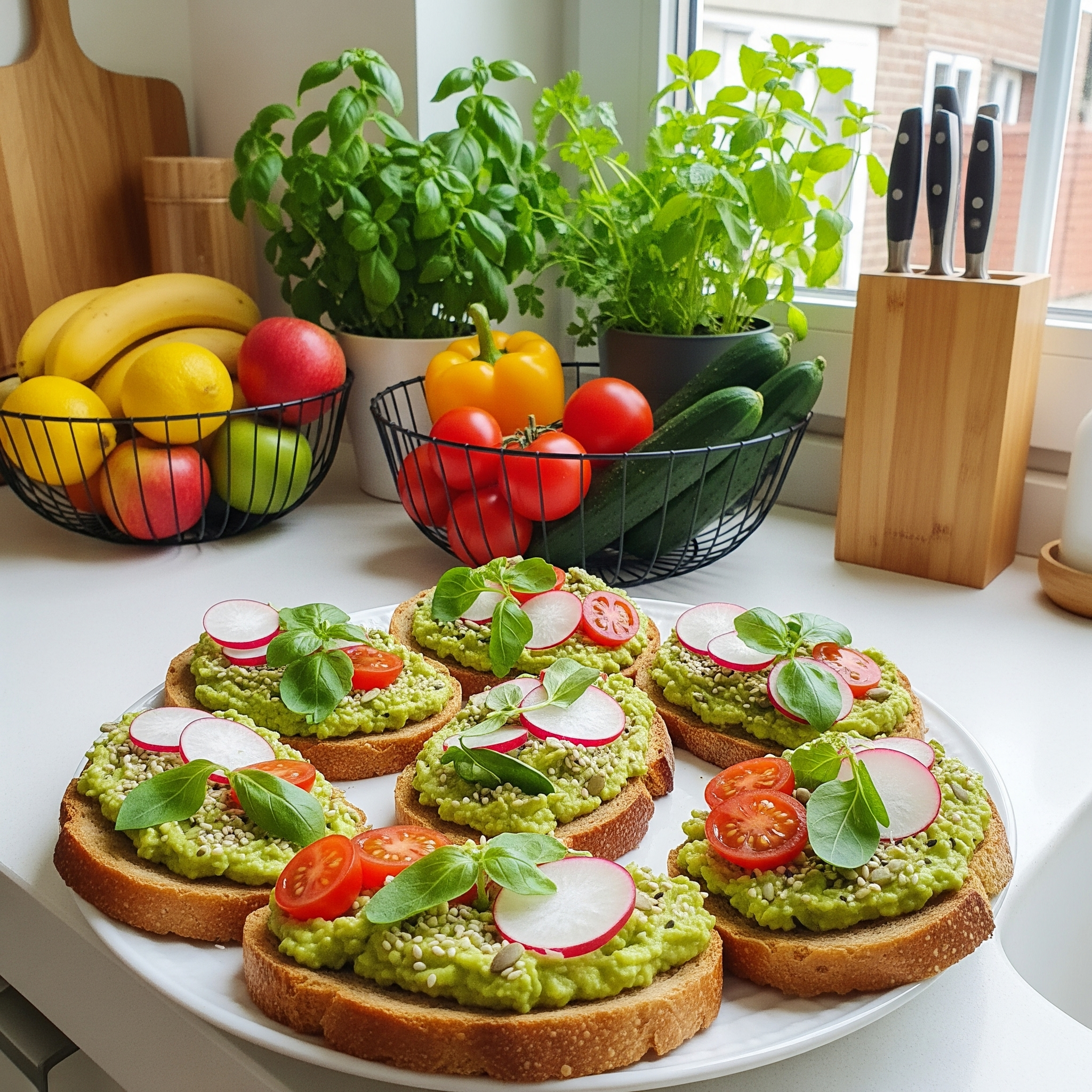 Tartine cu pastă de avocado și legume