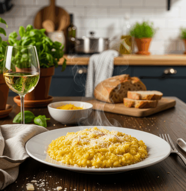 Risotto alla Milanese galben cu șofran și parmezan
