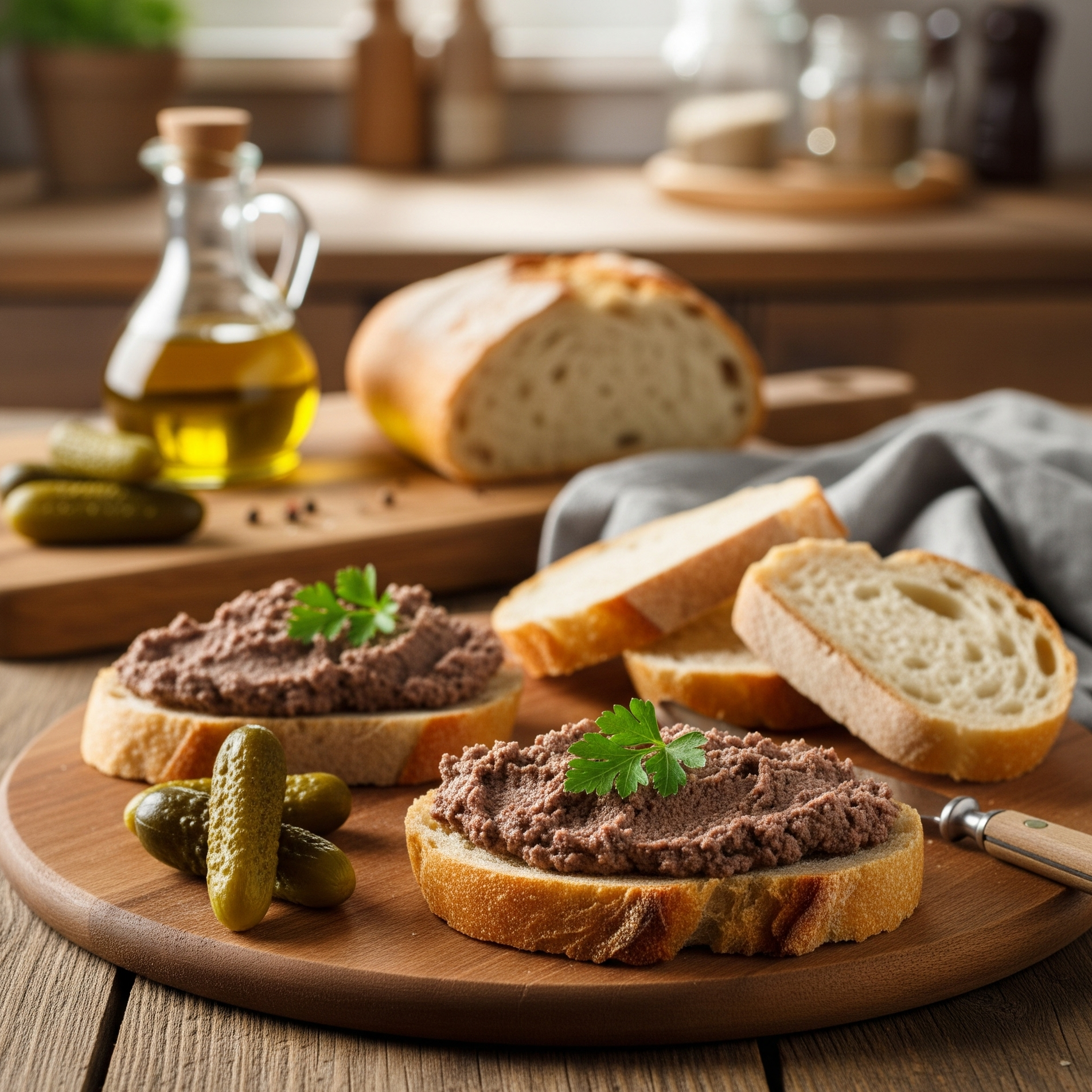 Pate de ficat de pui cremos pe pâine cu murături