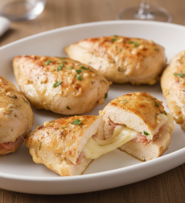 Piept de pui umplut cu șuncă și brânză