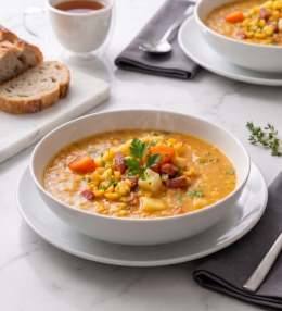Supă de mazăre galbenă cu carne afumată