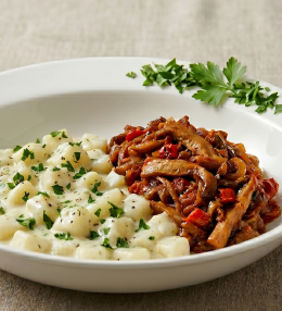 Mâncare de gulii cu tocăniță de ciuperci Pleurotus